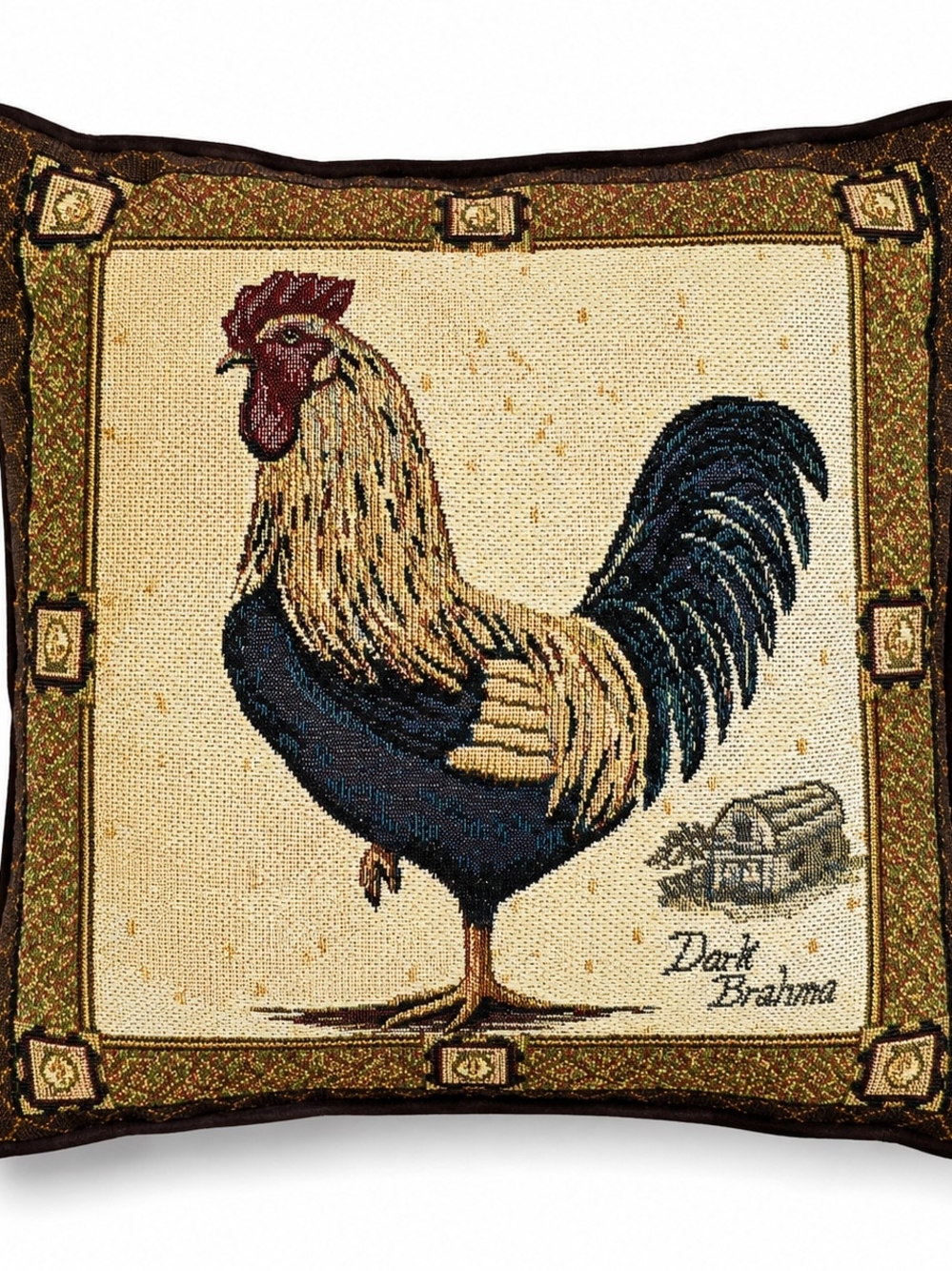 Dark Brahma Rooster Tapestry Throw Pillow Country Rustic Farmhouse Chicken Decor